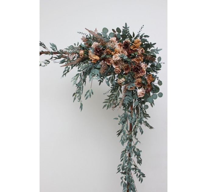Beige brown eucalyptus greenery archway flowers.  Arbor flowers. Floral archway. Faux flowers for wedding arch. 0507