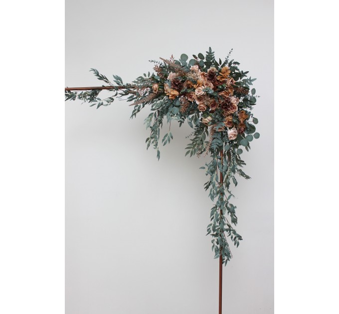 Beige brown eucalyptus greenery archway flowers.  Arbor flowers. Floral archway. Faux flowers for wedding arch. 0507