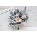 Beige Dahlia & Dusty Navy Blue Wedding Bouquets | Faux Bridal & Bridesmaid Bouquets