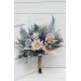 Beige Dahlia & Dusty Navy Blue Wedding Bouquets | Faux Bridal & Bridesmaid Bouquets