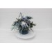 Dusty blue white centerpiece. Table decor. Wedding flowers in box. 0508
