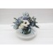 Dusty blue white centerpiece. Table decor. Wedding flowers in box. 0508