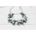 Dusty blue white flower crown. Hair wreath. Flower girl crown. Wedding flowers. 0508