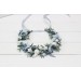 Dusty blue white flower crown. Hair wreath. Flower girl crown. Wedding flowers. 0508