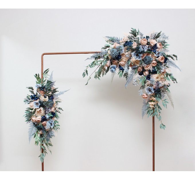  Flower arch arrangement in dusty blue beige colors.  Arbor flowers. Floral archway. Faux flowers for wedding arch. 0506