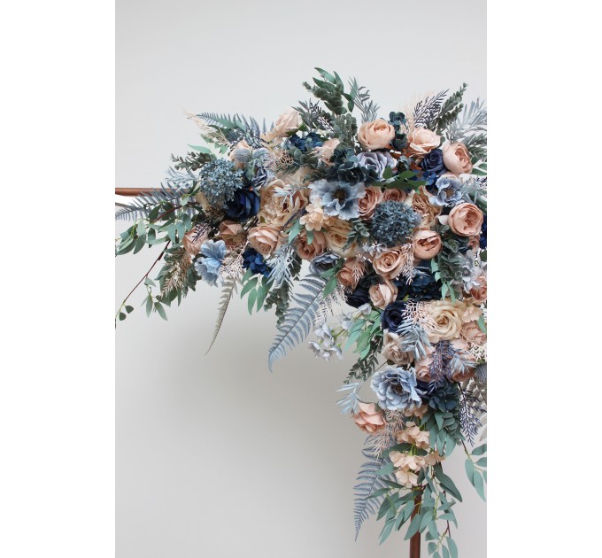  Flower arch arrangement in dusty blue beige colors.  Arbor flowers. Floral archway. Faux flowers for wedding arch. 0506