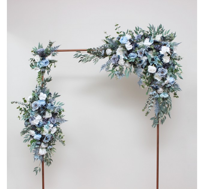  Flower arch arrangement in dusty blue white colors.  Arbor flowers. Floral archway. Faux flowers for wedding arch. 0508