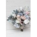 Wedding bouquets in Dusty blue blush pink white colors. Bridal bouquet. Cascading bouquet. Faux bouquet. Bridesmaid bouquet. 0509