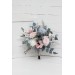 Wedding bouquets in Dusty blue blush pink white colors. Bridal bouquet. Cascading bouquet. Faux bouquet. Bridesmaid bouquet. 0509