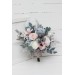 Wedding bouquets in Dusty blue blush pink white colors. Bridal bouquet. Cascading bouquet. Faux bouquet. Bridesmaid bouquet. 0509