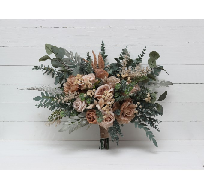 Wedding bouquets in beige brown colors. Bridal bouquet. Faux bouquet. Bridesmaid bouquet. 0507