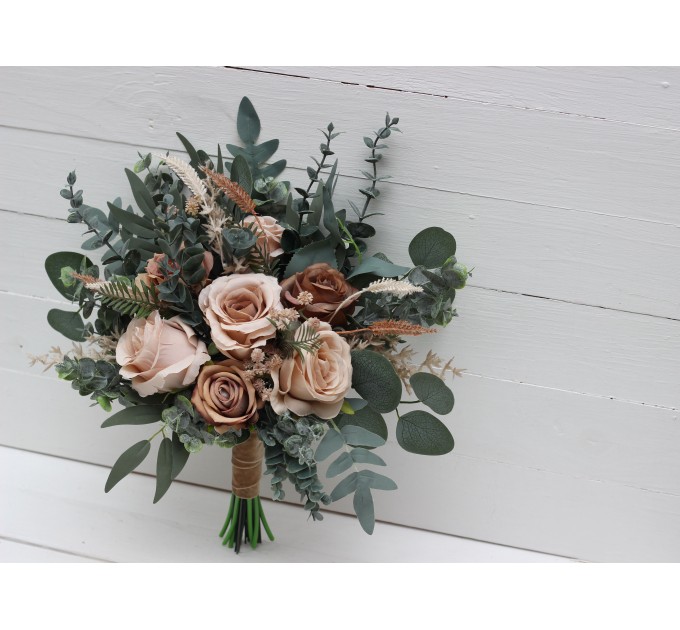 Wedding bouquets in beige brown colors. Bridal bouquet. Faux bouquet. Bridesmaid bouquet. 0507
