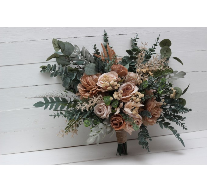 Wedding bouquets in beige brown colors. Bridal bouquet. Faux bouquet. Bridesmaid bouquet. 0507