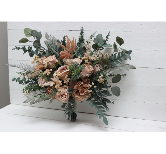 Wedding bouquets in beige brown colors. Bridal bouquet. Faux bouquet. Bridesmaid bouquet. 0507
