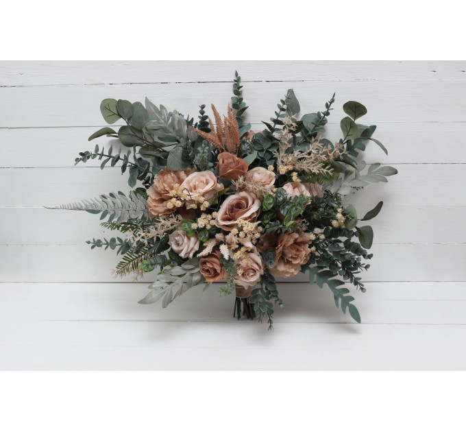 Wedding bouquets in beige brown colors. Bridal bouquet. Faux bouquet. Bridesmaid bouquet. 0507