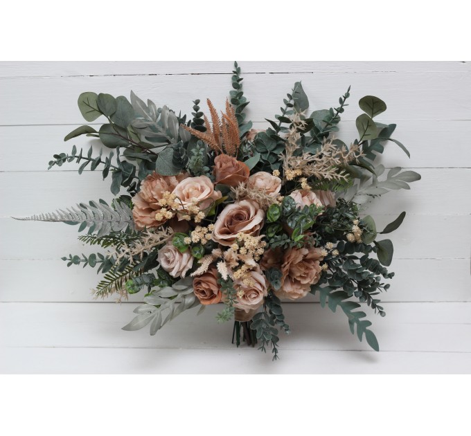 Wedding bouquets in beige brown colors. Bridal bouquet. Faux bouquet. Bridesmaid bouquet. 0507