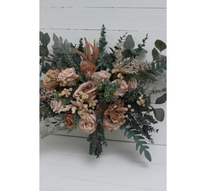 Wedding bouquets in beige brown colors. Bridal bouquet. Faux bouquet. Bridesmaid bouquet. 0507