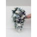Wedding bouquets in dusty blue white colors. Bridal bouquet. Cascading bouquet. Faux bouquet. Bridesmaid bouquet. 0508