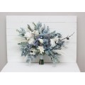Wedding bouquets in dusty blue white colors. Bridal bouquet. Cascading bouquet. Faux bouquet. Bridesmaid bouquet. 0508