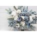 Wedding bouquets in dusty blue white colors. Bridal bouquet. Cascading bouquet. Faux bouquet. Bridesmaid bouquet. 0508