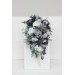 Wedding bouquets in dusty blue white colors. Bridal bouquet. Cascading bouquet. Faux bouquet. Bridesmaid bouquet. 0508