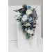 Wedding bouquets in dusty blue white colors. Bridal bouquet. Cascading bouquet. Faux bouquet. Bridesmaid bouquet. 0508