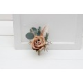  Wedding boutonnieres and wrist corsage  in beige brown color theme. Flower accessories. 0507
