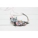 Dusty blue blush pink white flower crown. Hair wreath. Flower girl crown. Wedding flowers. 0509-1