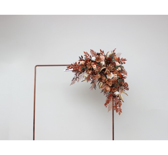 Flower Arch Arrangement in Cinnamon, Terracotta & Ivory | Faux Floral Archway for Wedding