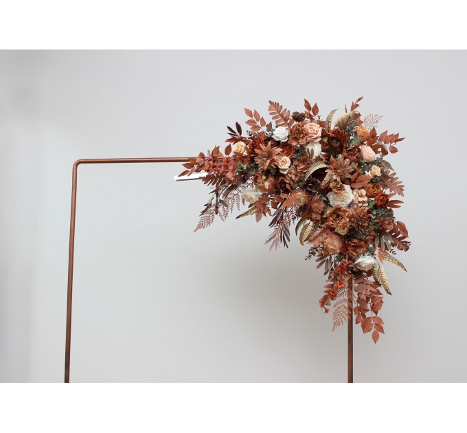 Flower Arch Arrangement in Cinnamon, Terracotta & Ivory | Faux Floral Archway for Wedding
