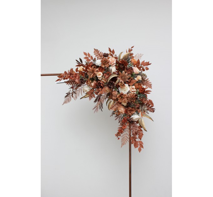 Flower Arch Arrangement in Cinnamon, Terracotta & Ivory | Faux Floral Archway for Wedding