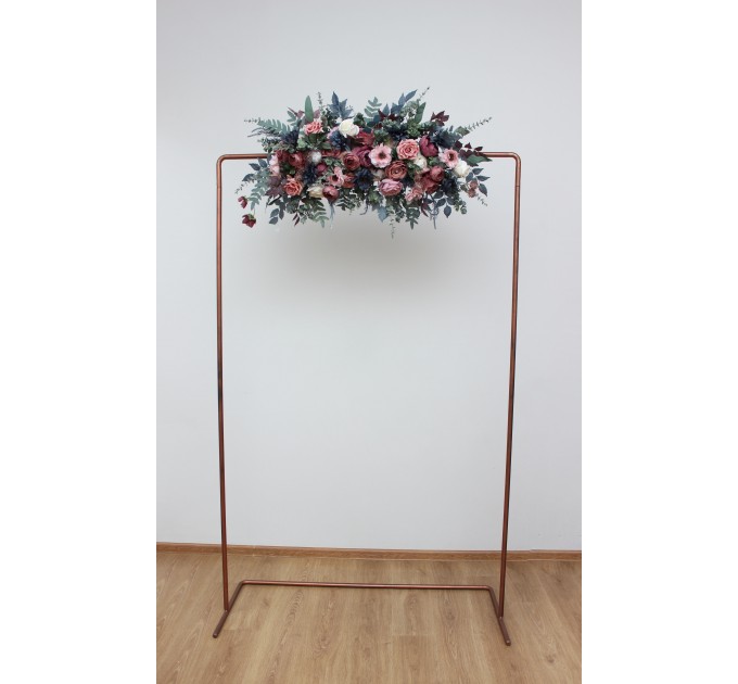 Flower Arch Arrangement in Navy Blue, Dusty Rose & Mauve | Faux Floral Archway for Wedding