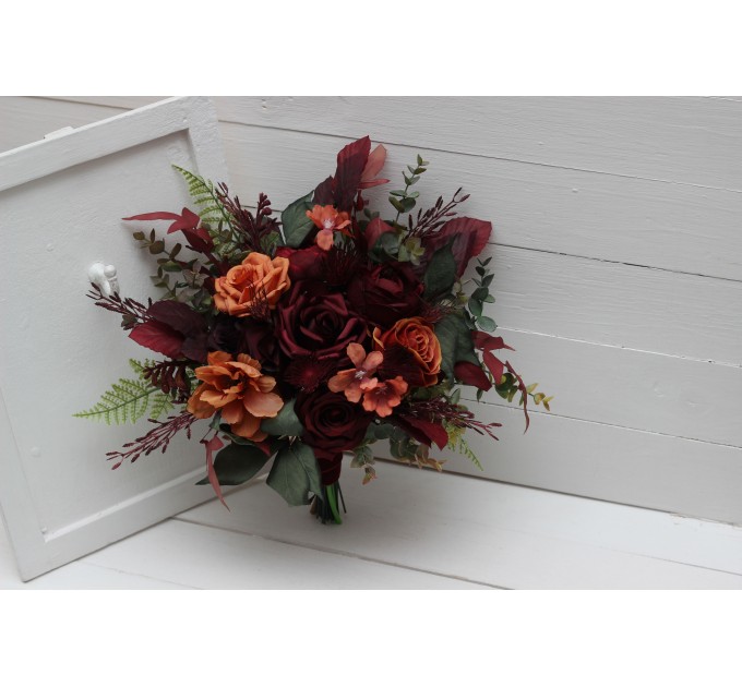 Protea & Calla Lily Bridal Bouquet | Deep Burgundy, Rust & Hunter Green Wedding Flowers