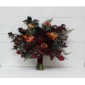 Protea & Calla Lily Bridal Bouquet | Deep Burgundy, Rust & Hunter Green Wedding Flowers