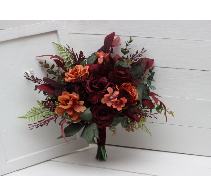 Protea & Calla Lily Bridal Bouquet | Deep Burgundy, Rust & Hunter Green Wedding Flowers