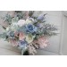 Wedding bouquets in dusty blue blush pink white colors. Bridal bouquet. Cascading bouquet. Faux bouquet. Bridesmaid bouquet. 0509-1