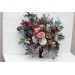 Wedding bouquets in navy blue dusty rose mauve colors. Bridal bouquet. Cascading bouquet. Faux bouquet. Bridesmaid bouquet. 5012
