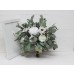 Wedding bouquets in whte colors. Bridal bouquet. Cascading bouquet. Faux bouquet. Bridesmaid bouquet. White anemone bouquet. Classic wedding. 5013-2