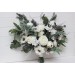Wedding bouquets in whte colors. Bridal bouquet. Cascading bouquet. Faux bouquet. Bridesmaid bouquet. White anemone bouquet. Classic wedding. 5013