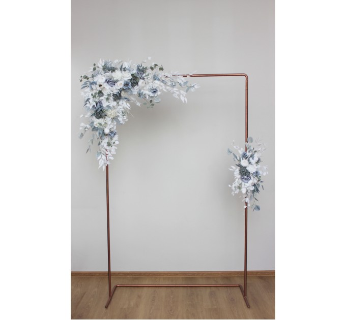  Flower arch arrangement in dusty blue white colors.  Arbor flowers. Floral archway. Faux flowers for wedding arch. 5015