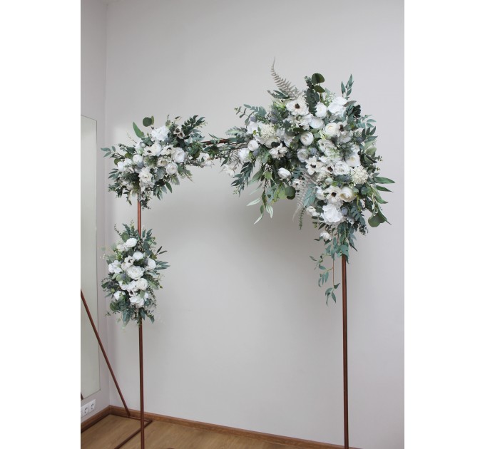  Flower arch arrangement in white color.  Arbor flowers. Floral archway. Faux flowers for wedding arch. 5013