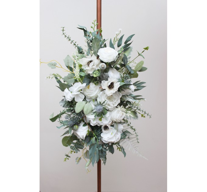  Flower arch arrangement in white color.  Arbor flowers. Floral archway. Faux flowers for wedding arch. 5013