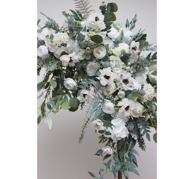  Flower arch arrangement in white color.  Arbor flowers. Floral archway. Faux flowers for wedding arch. 5013
