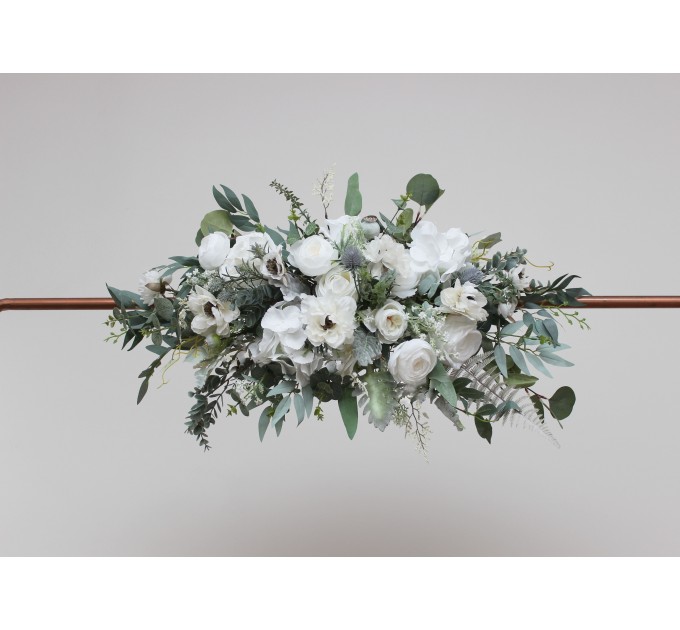  Flower arch arrangement in white color.  Arbor flowers. Floral archway. Faux flowers for wedding arch. 5013