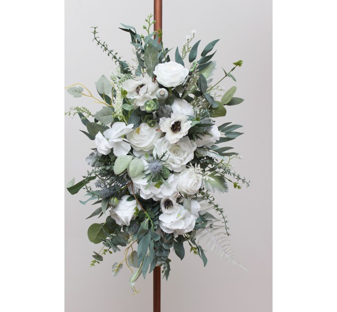  Flower arch arrangement in white color.  Arbor flowers. Floral archway. Faux flowers for wedding arch. 5013