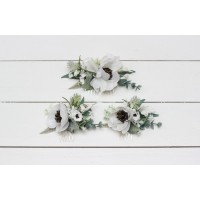 Flower comb in white color scheme. Wedding accessories for hair. Bridal flower comb. Bridesmaid floral comb. 5013
