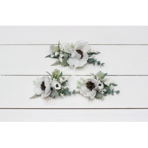 Flower comb in white color scheme. Wedding accessories for hair. Bridal flower comb. Bridesmaid floral comb. 5013