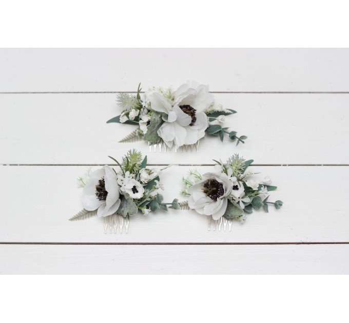 Flower comb in white color scheme. Wedding accessories for hair. Bridal flower comb. Bridesmaid floral comb. 5013