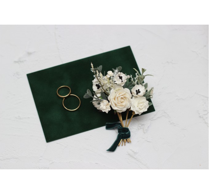  Set of 5  hair pins in  white color scheme. Hair accessories. Flower accessories for wedding.  5013