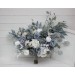 Wedding bouquets in dusty blue white colors. Bridal bouquet. Faux bouquet. Bridesmaid bouquet. 5015